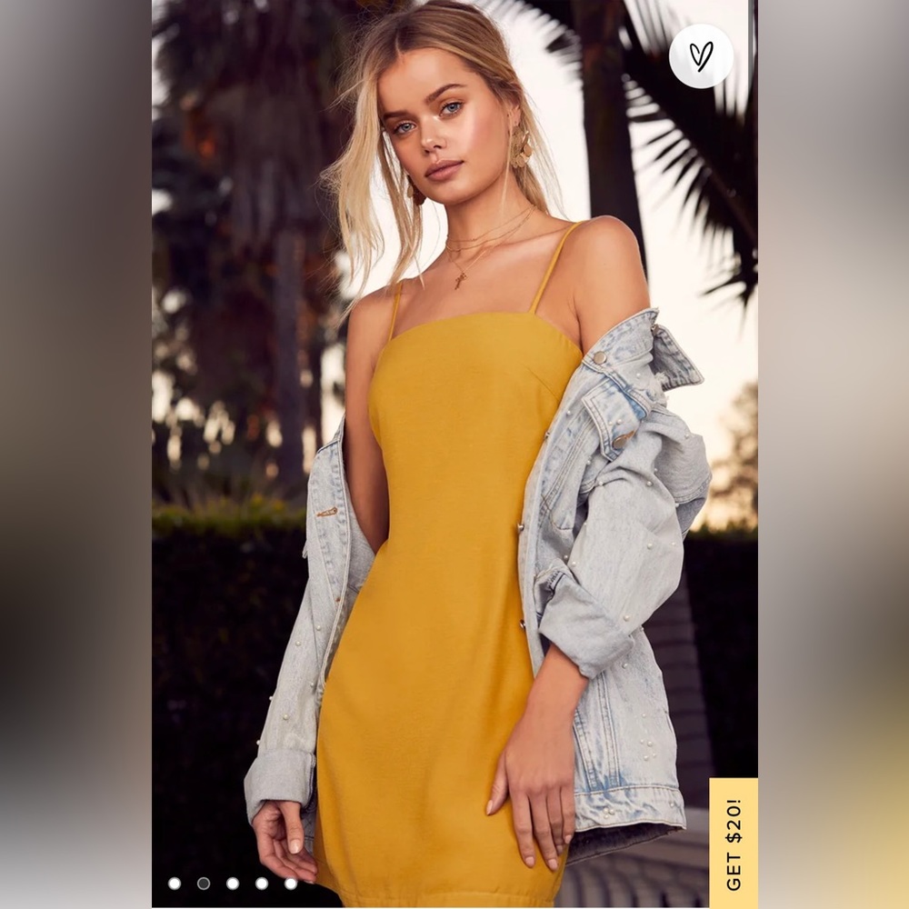 Lulus Toast To Life Mustard Yellow Mini Dress. NWT.